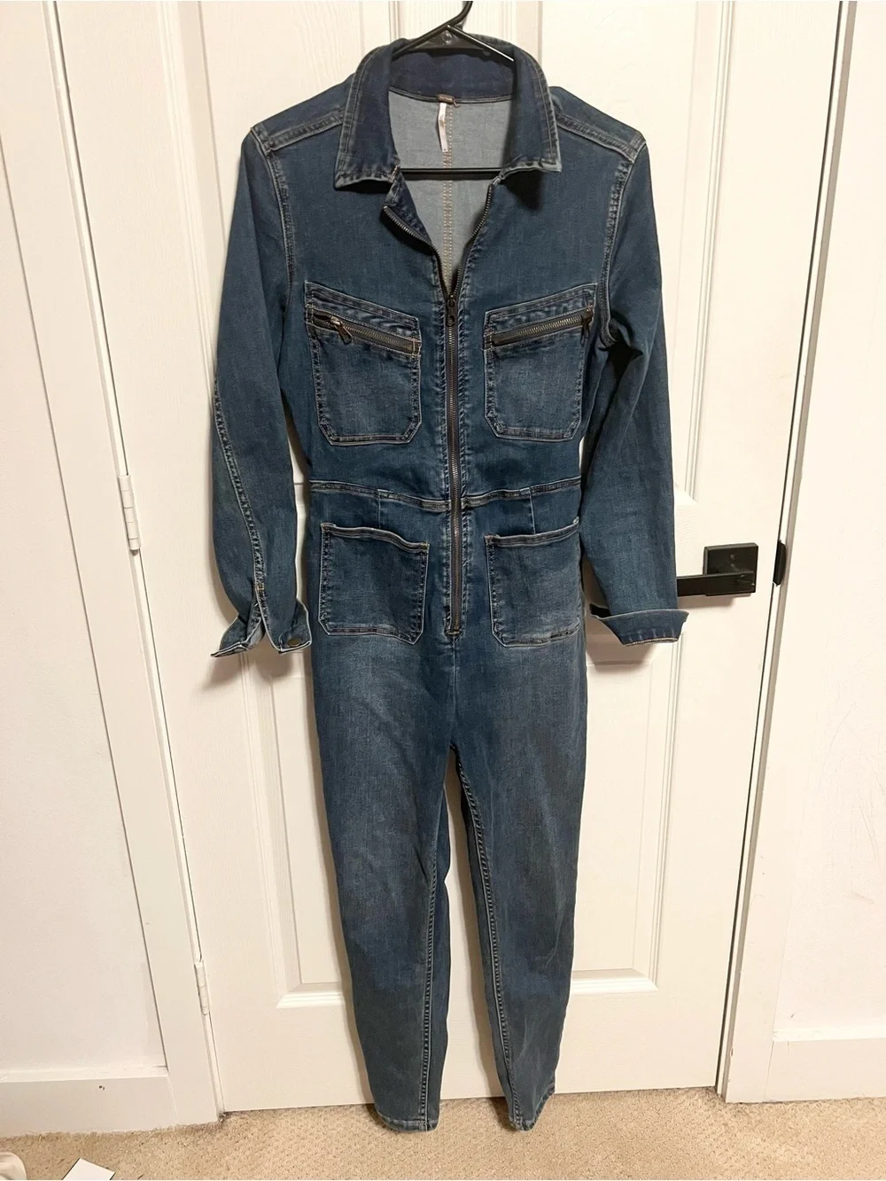 Free People Lennox Denim Jumpsuit size M